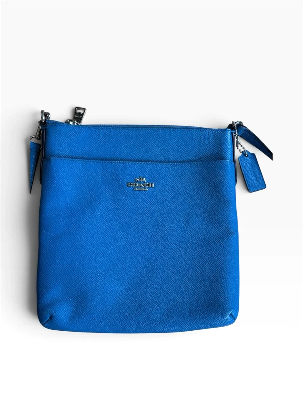 Coach Cobalt Blue Crossgrain Leather Crossbody Bag Silver Hardware